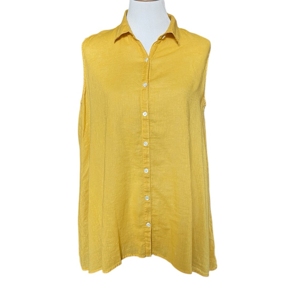 J. Jill linen blend sleeveless button down tunic top - Picture 1 of 6